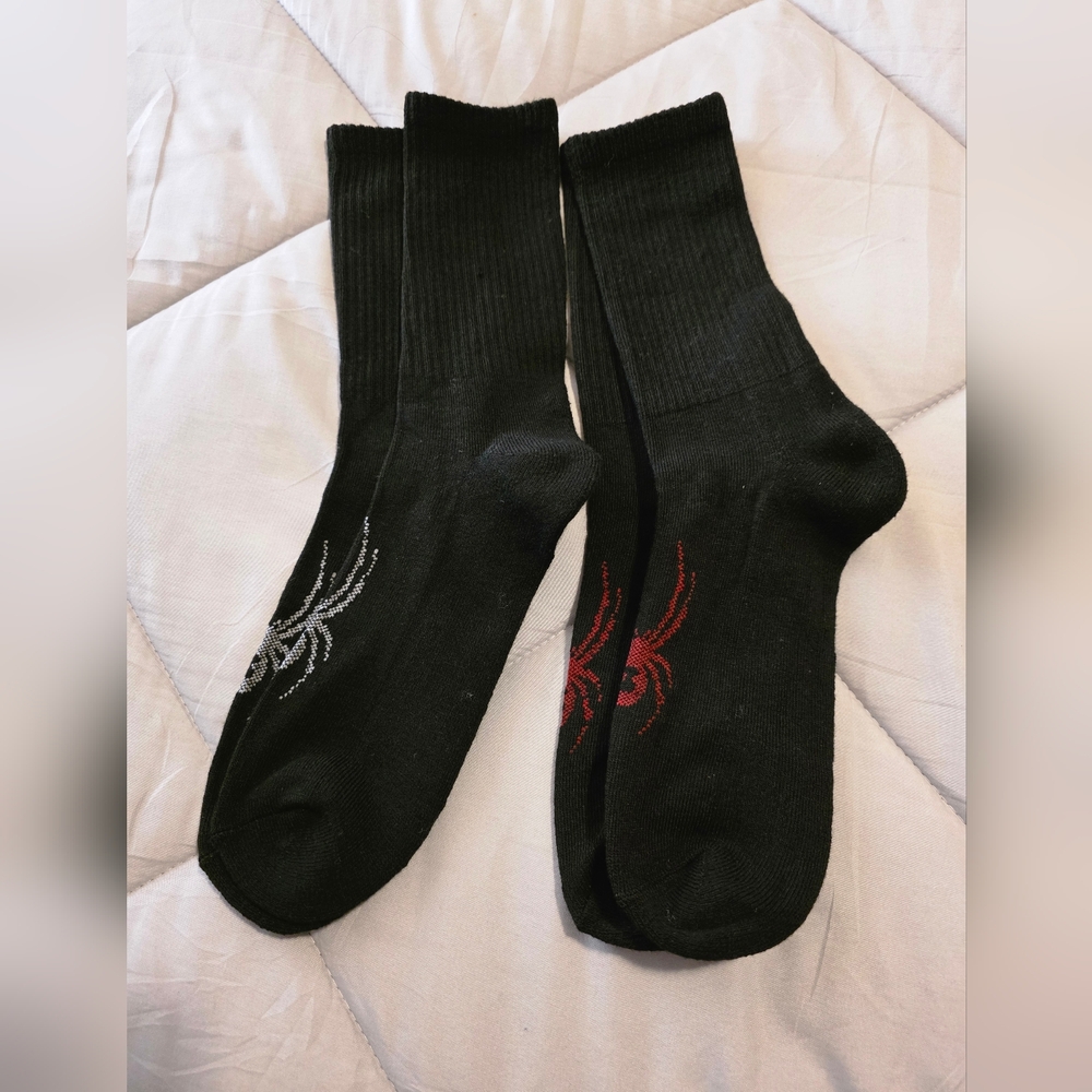 Spyder Black Socks with Red and Silver Accents